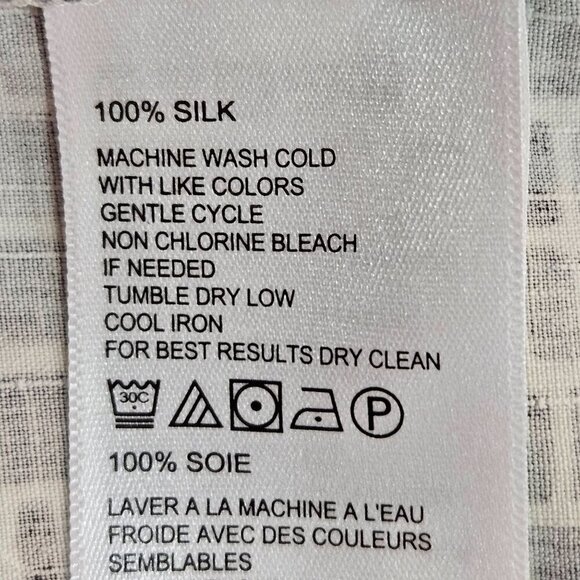 Tommy Bahama Mens Large Silk Shirt Brown Gray White Short Sleeve Button - Picture 7 of 10